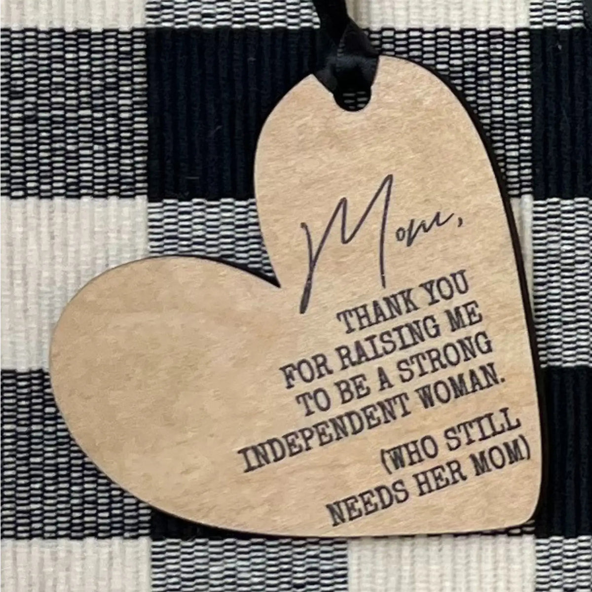 Mom Thank You For Raising Me - Heart Shaped Wooden Ornament