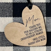 Mom Thank You For Raising Me - Heart Shaped Wooden Ornament