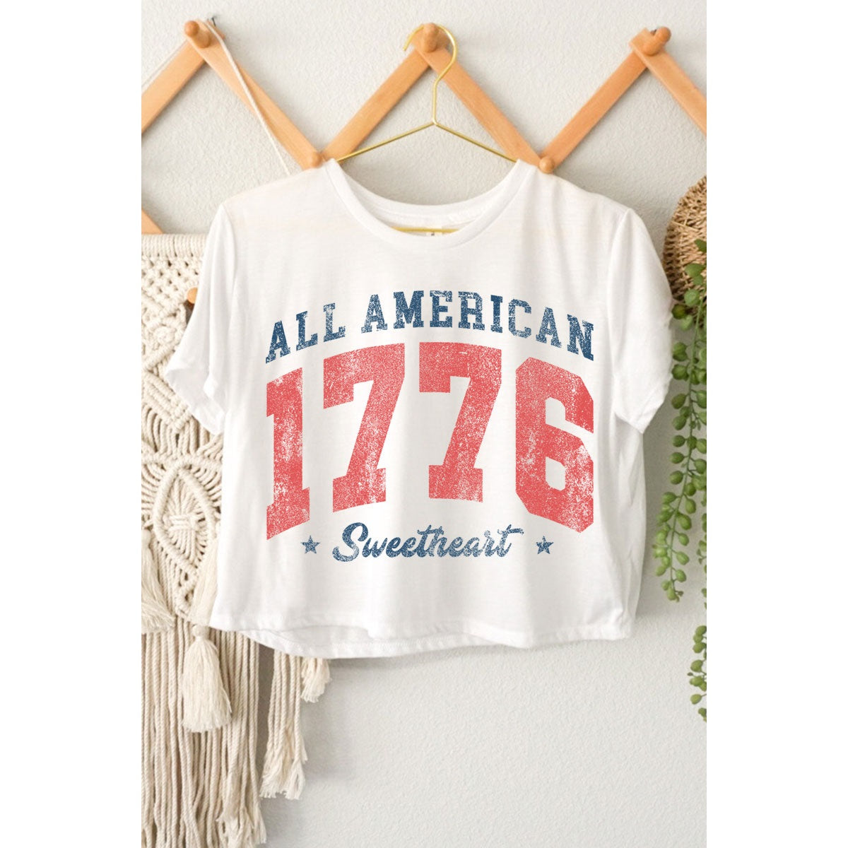 All American 1776 Sweetheart - White Crop Top