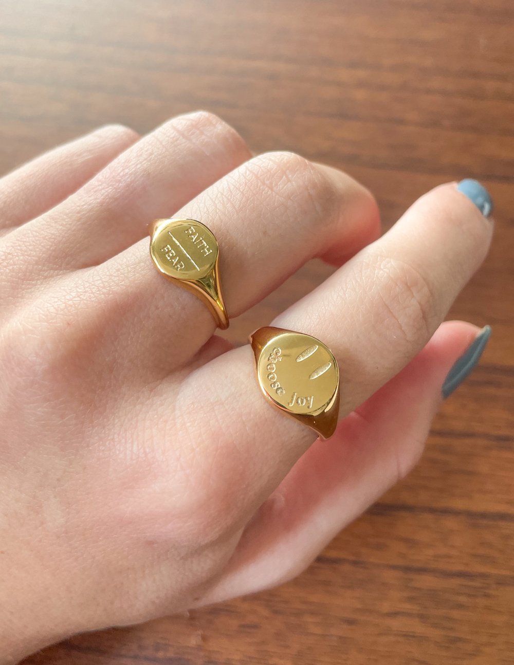 "Faith Over Fear" Gold-Colored Ring