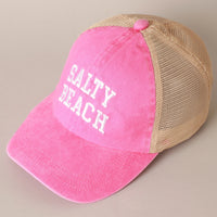 Salty Beach (Hot Pink) Embroidered Mesh-Back Hat