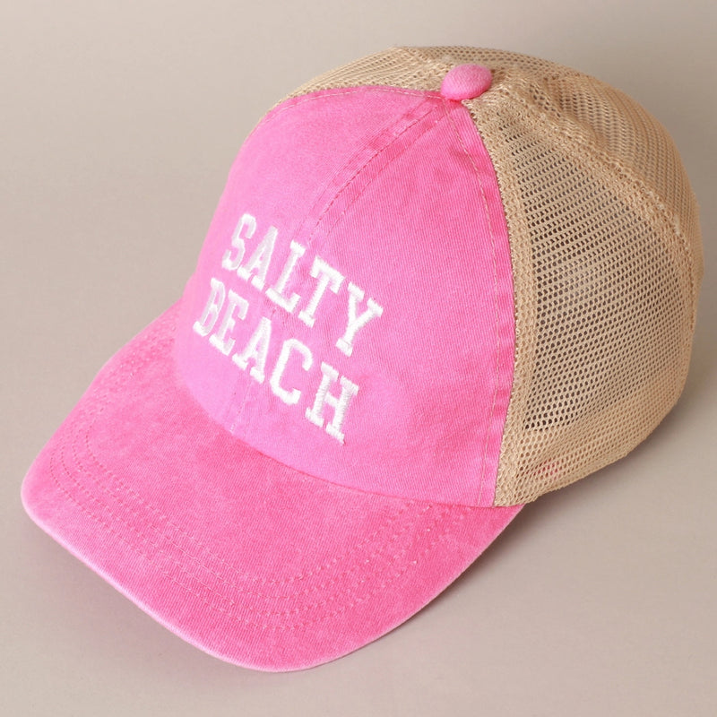 Salty Beach (Hot Pink) Embroidered Mesh-Back Hat