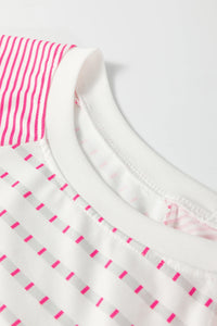 Rose Stripe Raglan Patchwork Long Sleeve Tee