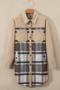 Khaki Plaid Patchwork Mini Dress