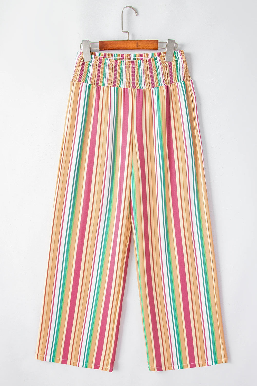 Judy Striped Multi-Color Smocked High-Waist Lightweight Pants