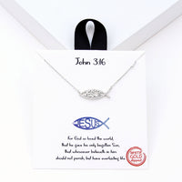 Cubic Zirconia Gold-Dipped Jesus Fish Pendant Necklace