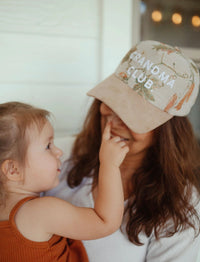 Embroidered Floral "Grandma Club" Ribbed Snapback Hat