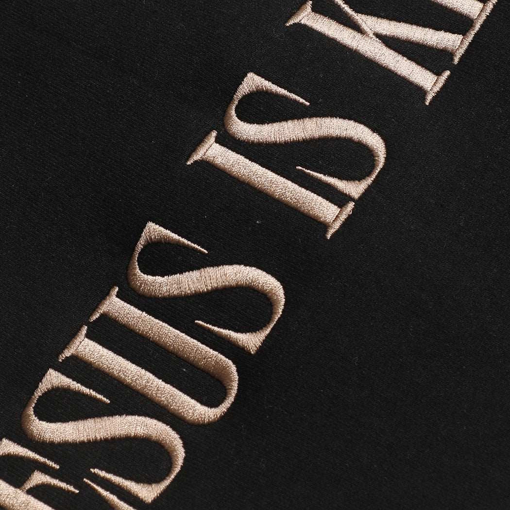 Jesus Is King, Black Heavyblend Sweatshirt - Embroidered