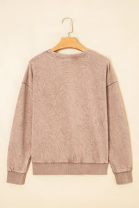 Saved By Grace (Beige) Letter Embroidery Mineral Wash Loose Sweatshirt
