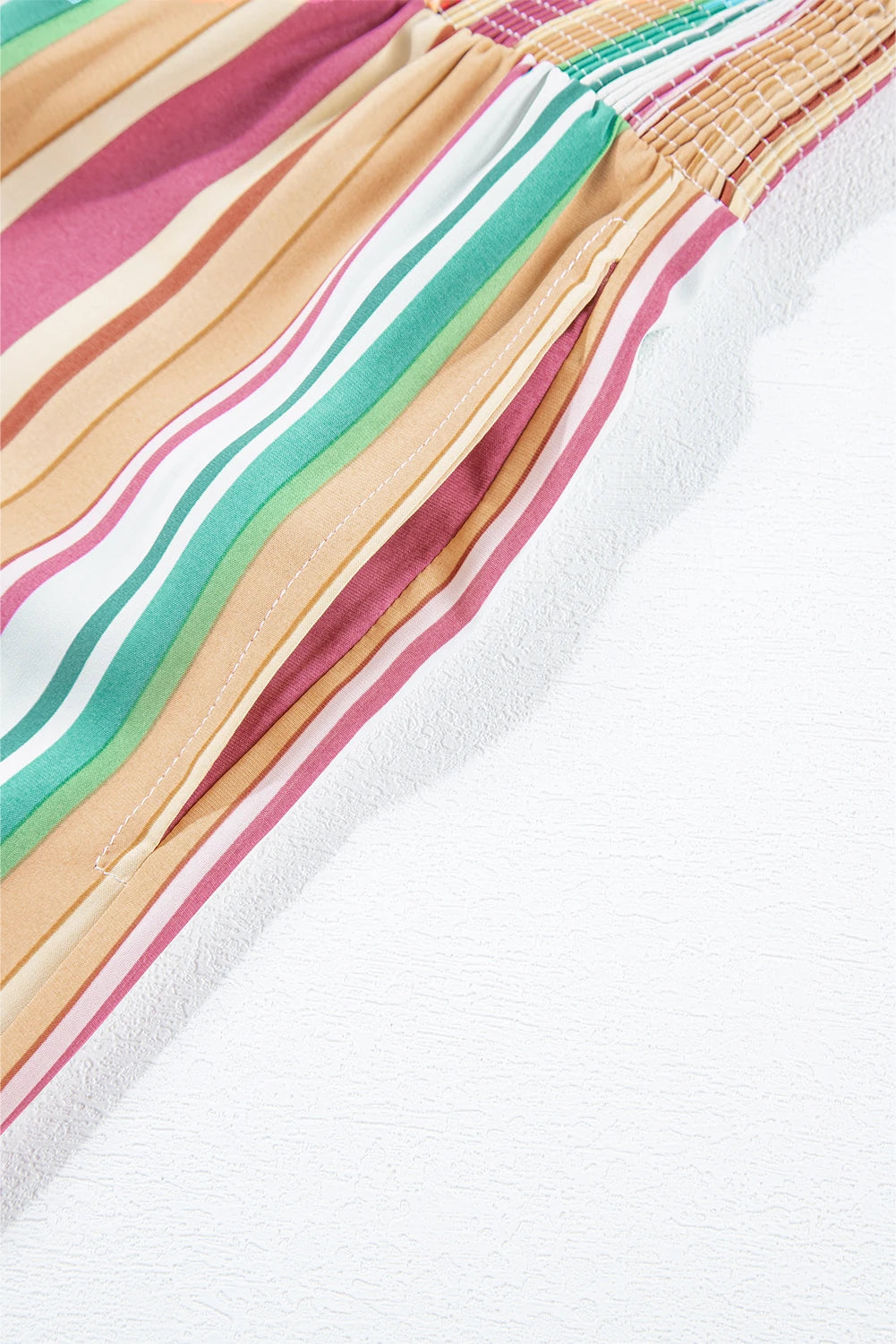 Judy Striped Multi-Color Smocked High-Waist Lightweight Pants