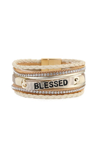 Beige BLESSED Layered Buckle Bracelet