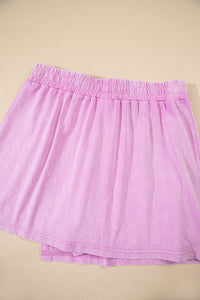 Phalaenopsis 2 Pieces Mineral Wash Cotton Tank Top Lined Split Skirt Set