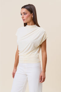 Draped (Cream) Rayon/Spandex Top