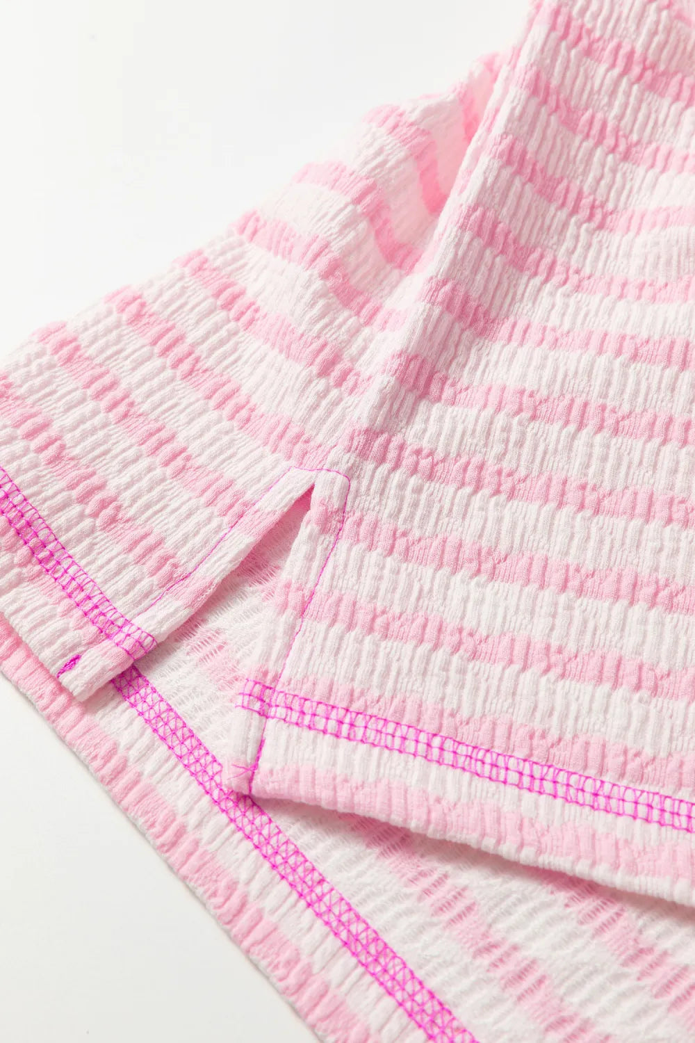 Pink Striped Half Sleeve, Classy Fit Knit Top