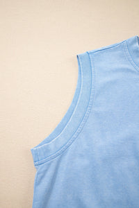Myosotis 2 Pieces Mineral Wash Cotton Tank Top Lined Split Skirt Set