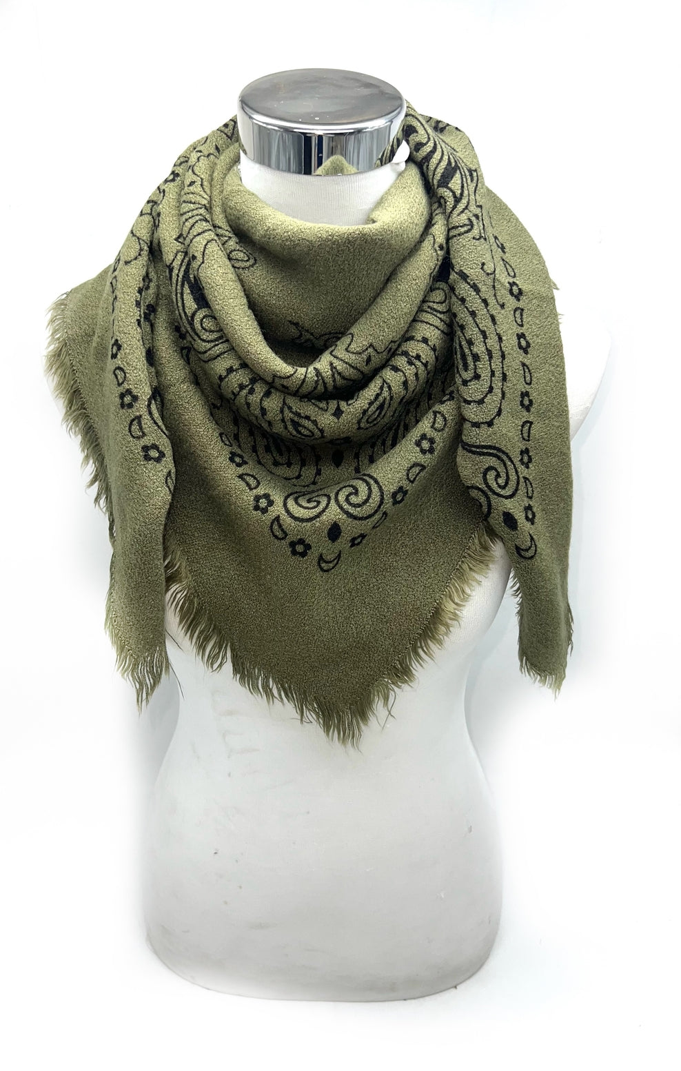 Lauren (Olive) Paisley Pattern Scarf, Imported from France