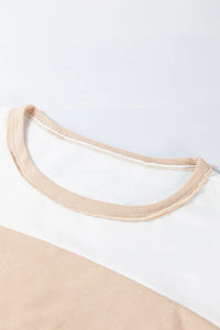 Multicolour Colorblock Patchwork Side Split Tunic T Shirt