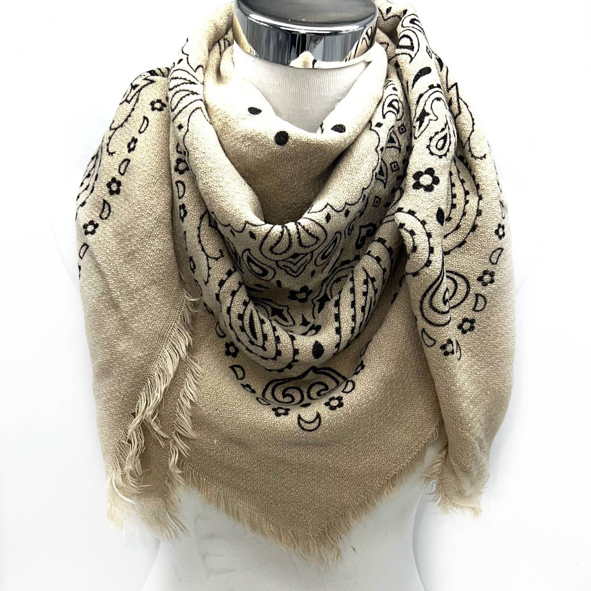 Lauren (Beige) Paisley Pattern Scarf, Imported from France