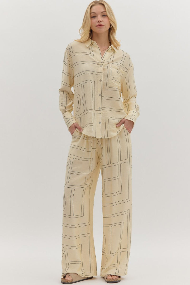 The Weekender - Abstract Pattern Wide Leg Pants