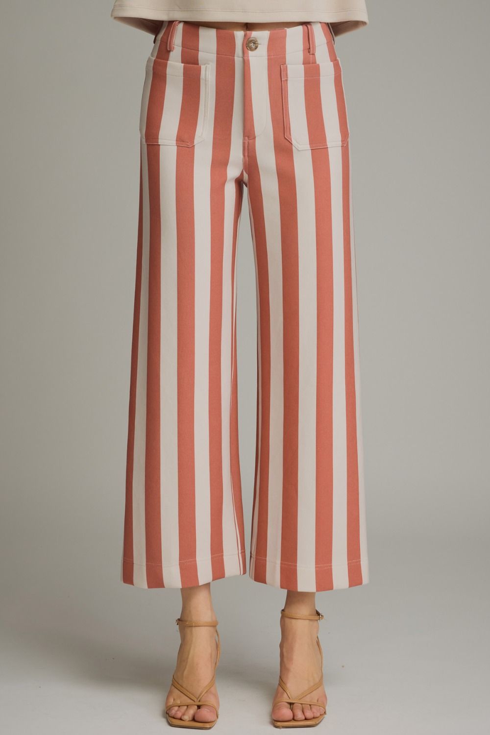 Rust & Cream (Cotton) Pants w/Front & Back Patch Pockets