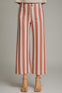 Rust & Cream (Cotton) Pants w/Front & Back Patch Pockets