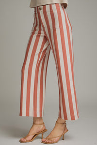 Rust & Cream (Cotton) Pants w/Front & Back Patch Pockets
