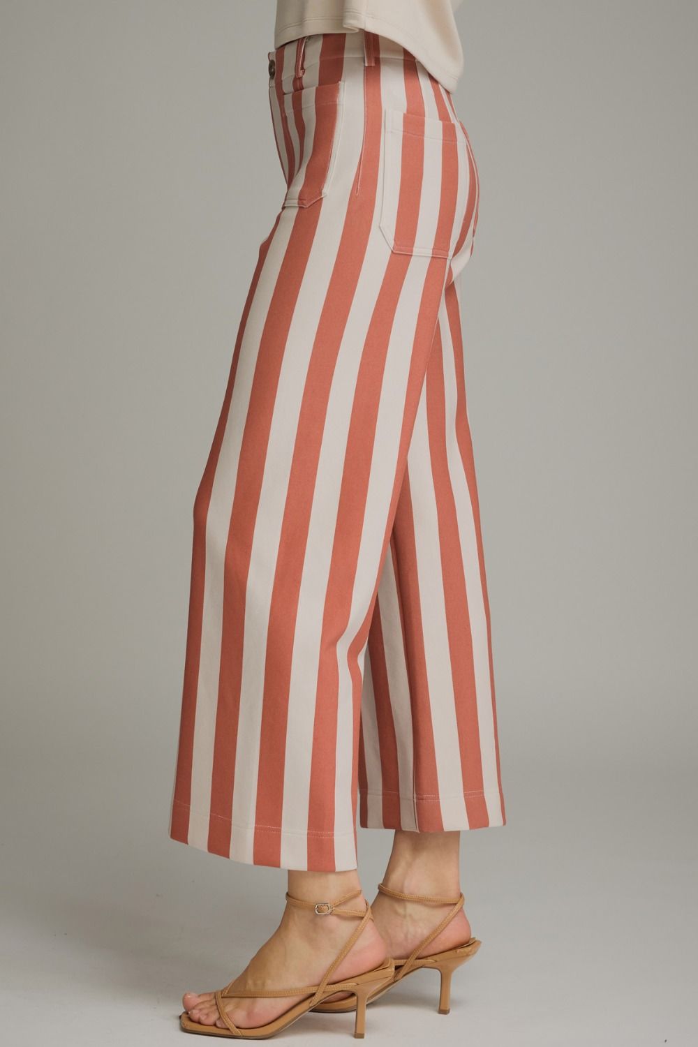 Rust & Cream (Cotton) Pants w/Front & Back Patch Pockets