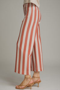Rust & Cream (Cotton) Pants w/Front & Back Patch Pockets