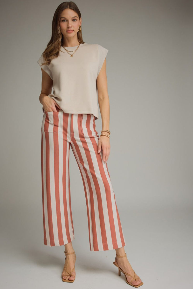 Rust & Cream (Cotton) Pants w/Front & Back Patch Pockets