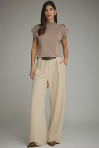 Uptown Girl  w/Shoulder Embellishment Cap Sleeve Top
