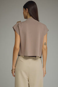 Uptown Girl  w/Shoulder Embellishment Cap Sleeve Top