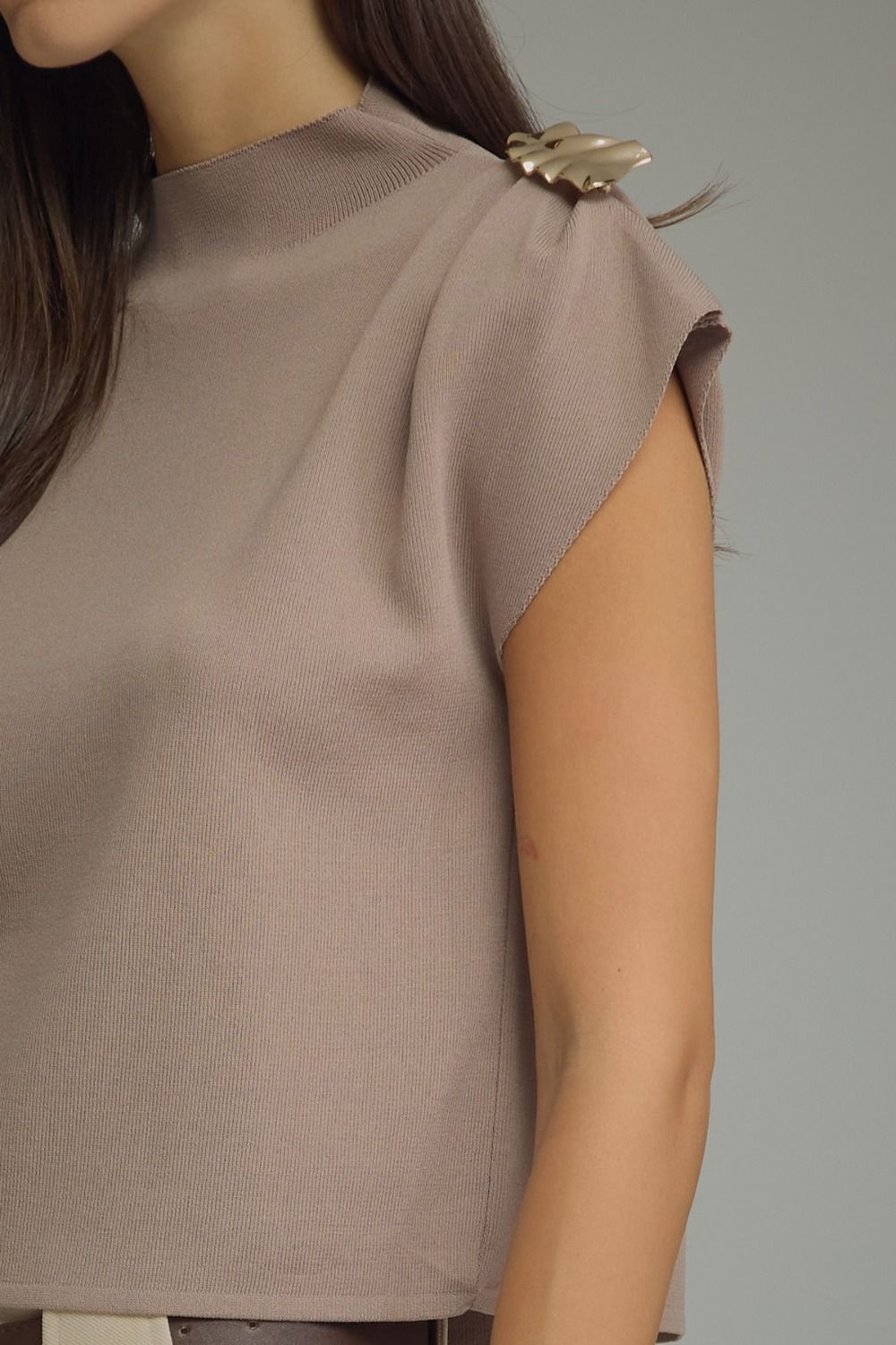 Uptown Girl  w/Shoulder Embellishment Cap Sleeve Top