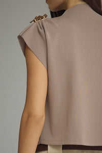 Uptown Girl  w/Shoulder Embellishment Cap Sleeve Top