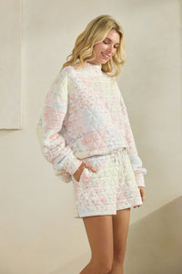 Floral Textured Quilted-Print Lounge Shorts with Pockets