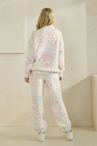 Floral Textured Quilted-Print Lounge Pants with Pockets