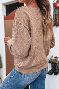 Saved By Grace (Beige) Letter Embroidery Mineral Wash Loose Sweatshirt