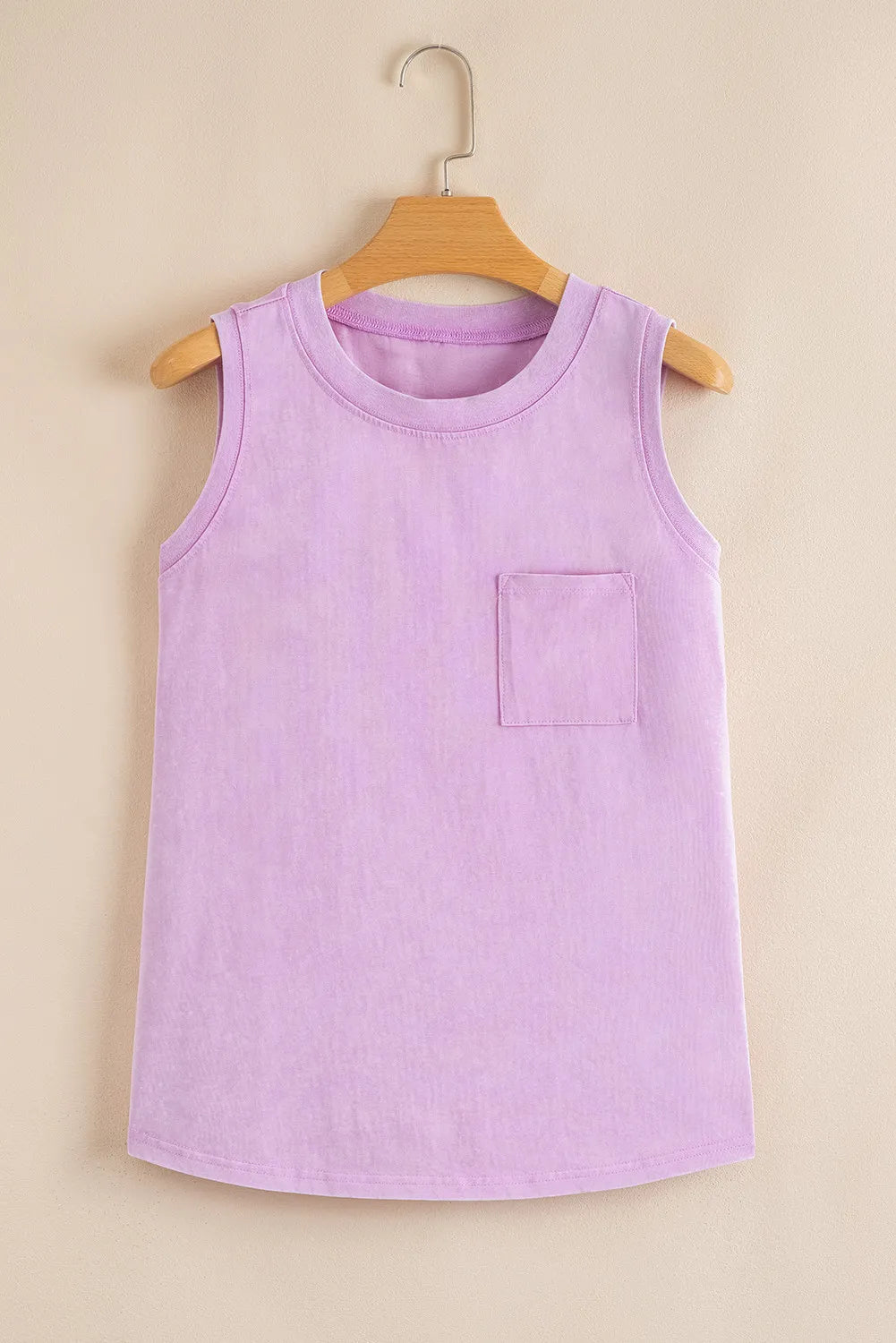 Mineral Wash (Orchid) Sleeveless Top with Chest Pocket
