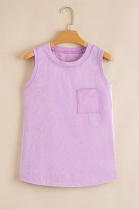 Mineral Wash (Orchid) Sleeveless Top with Chest Pocket