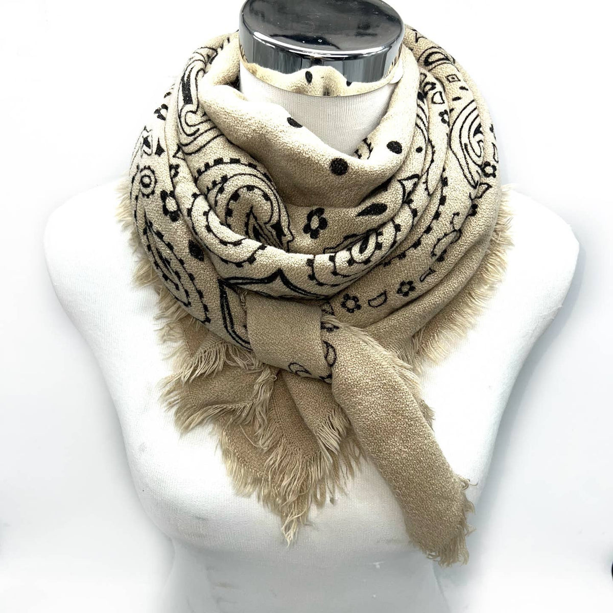 Lauren (Beige) Paisley Pattern Scarf, Imported from France