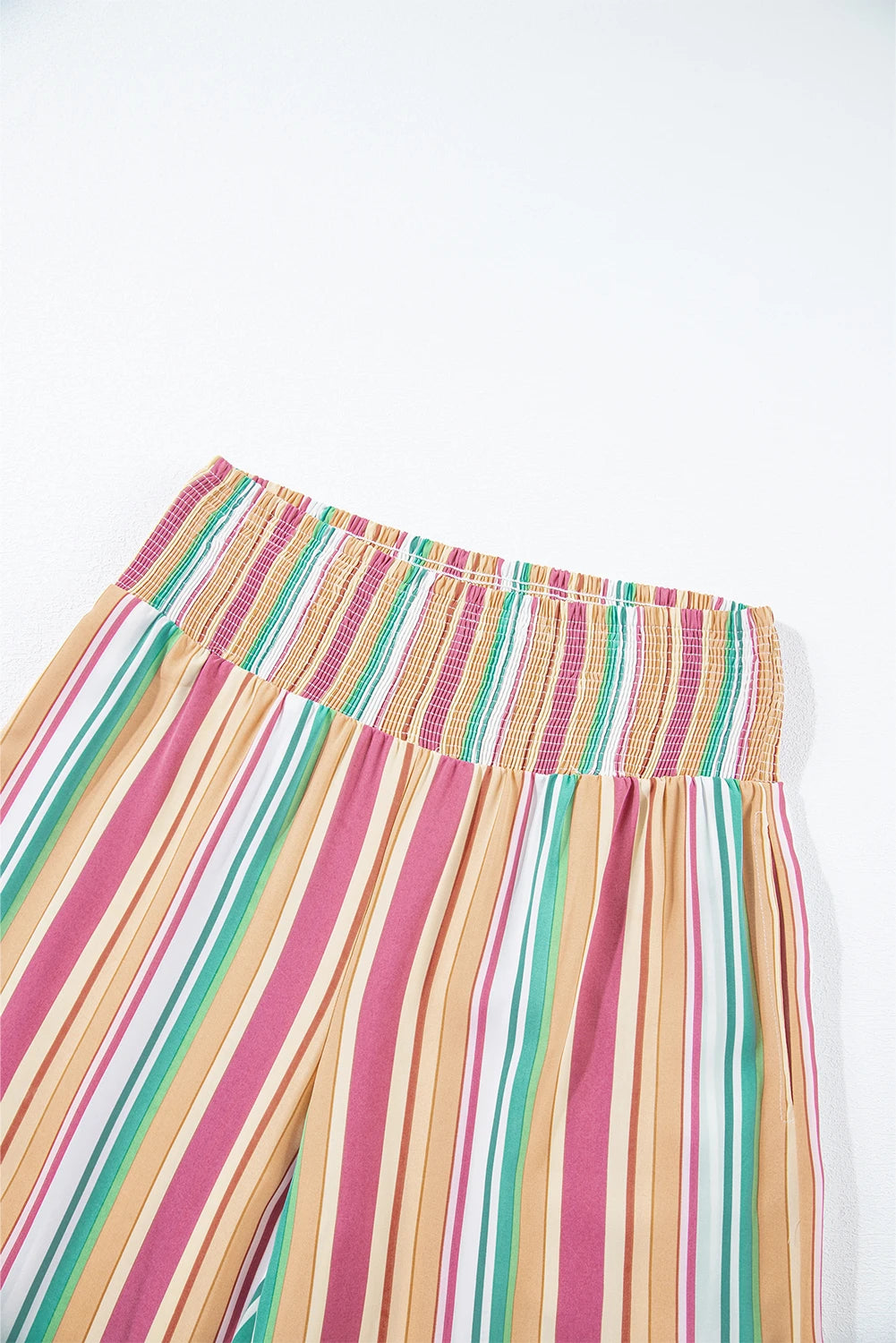 Judy Striped Multi-Color Smocked High-Waist Lightweight Pants