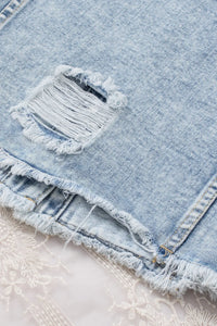 Ella Blue Jean Jacket, Distressed w/Raw Hem