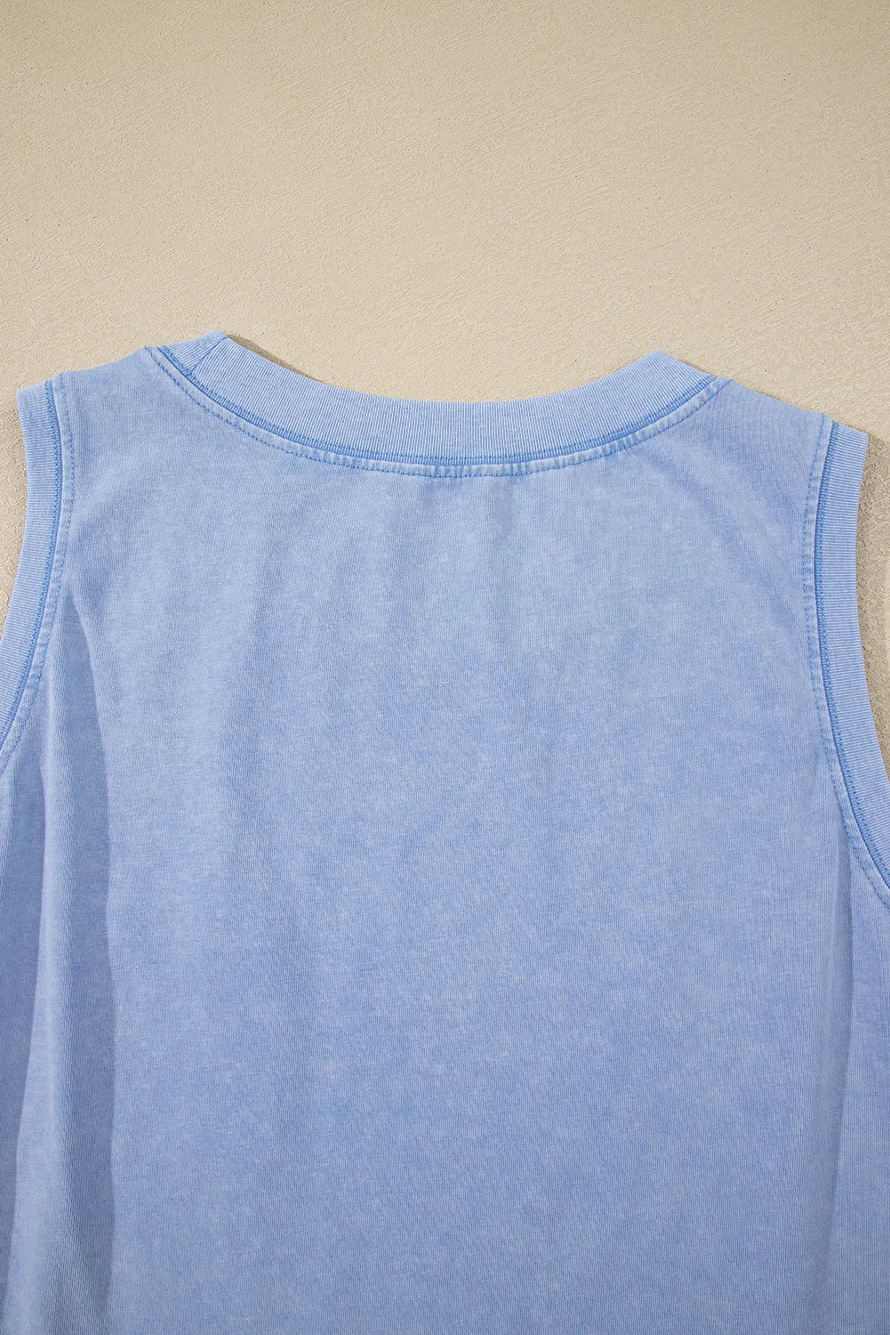 Mineral Wash (Sky Blue) Sleeveless Top with Chest Pocket